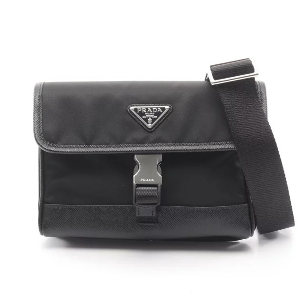 Prada RE TESSUTO SAFFIANO Smartphone Shoulder Bag Saffiano Leather Black